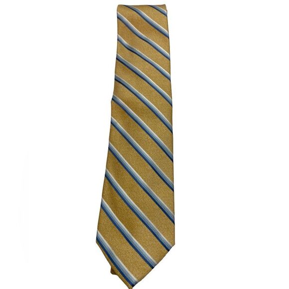 Platinum Designs gold blue white stripe 100 % polyester length 29 inches - Picture 1 of 6